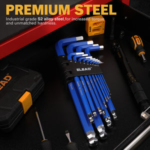 ELEAD 13pc Extra Large Hex Key Set | Long Allen Key Wrench | Ball End Metric | 2-19mm