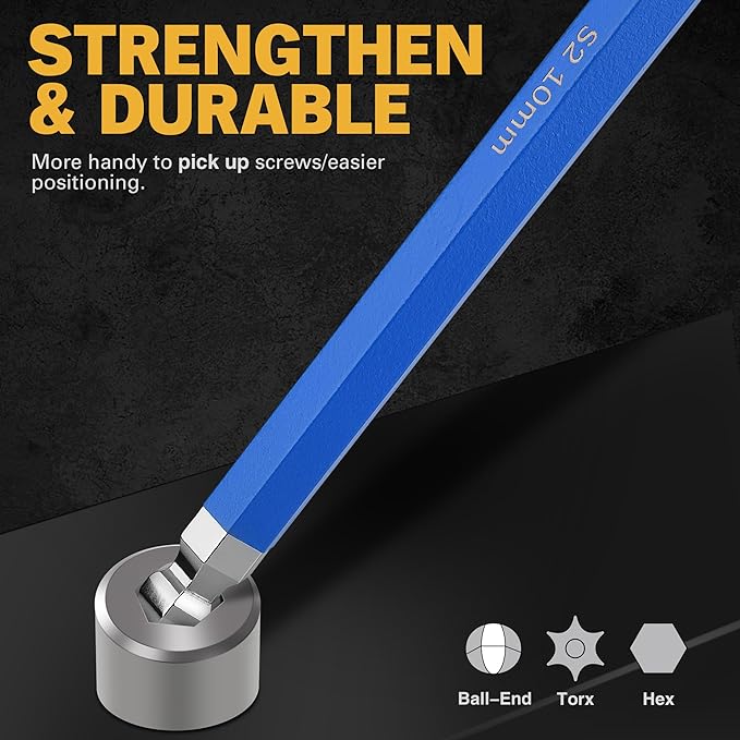 ELEAD Jumbo Hex Key Allen Wrench Set | 13-Piece | Metric 2-19mm | Long Ball End CR-V | Automotive & Furniture Use