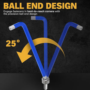 ELEAD Jumbo Hex Key Allen Wrench Set | 13-Piece | Metric 2-19mm | Long Ball End CR-V | Automotive & Furniture Use