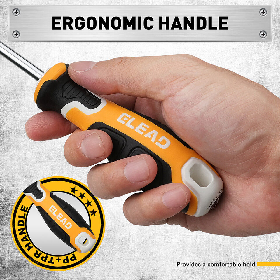 ELEAD Magnetic Screwdriver Set | 6-Piece | Phillips & Slotted | Non-Slip CR-V Handles