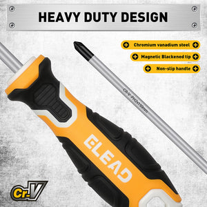 ELEAD Magnetic Screwdriver Set | 6-Piece | Phillips & Slotted | Non-Slip CR-V Handles