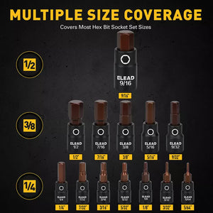 16Pc SAE Hex Bit Impact Socket Set | 5/64"-9/16" | Allen Socket Set with Adapter