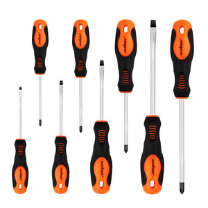 HORUSDY Magnetic Screwdriver Set | 8-Piece | Non-Slip Handle | Phillips & Slotted Tools