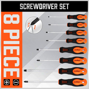HORUSDY Magnetic Screwdriver Set | 8-Piece | Non-Slip Handle | Phillips & Slotted Tools