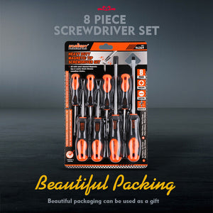 HORUSDY Magnetic Screwdriver Set | 8-Piece | Non-Slip Handle | Phillips & Slotted Tools