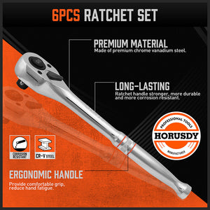 Mini Ratchet Spanner 1/2", 3/8", 1/4" Drive | 90 Tooth Extension Bar | Workshop With Bag