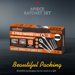 Mini Ratchet Spanner 1/2", 3/8", 1/4" Drive | 90 Tooth Extension Bar | Workshop With Bag