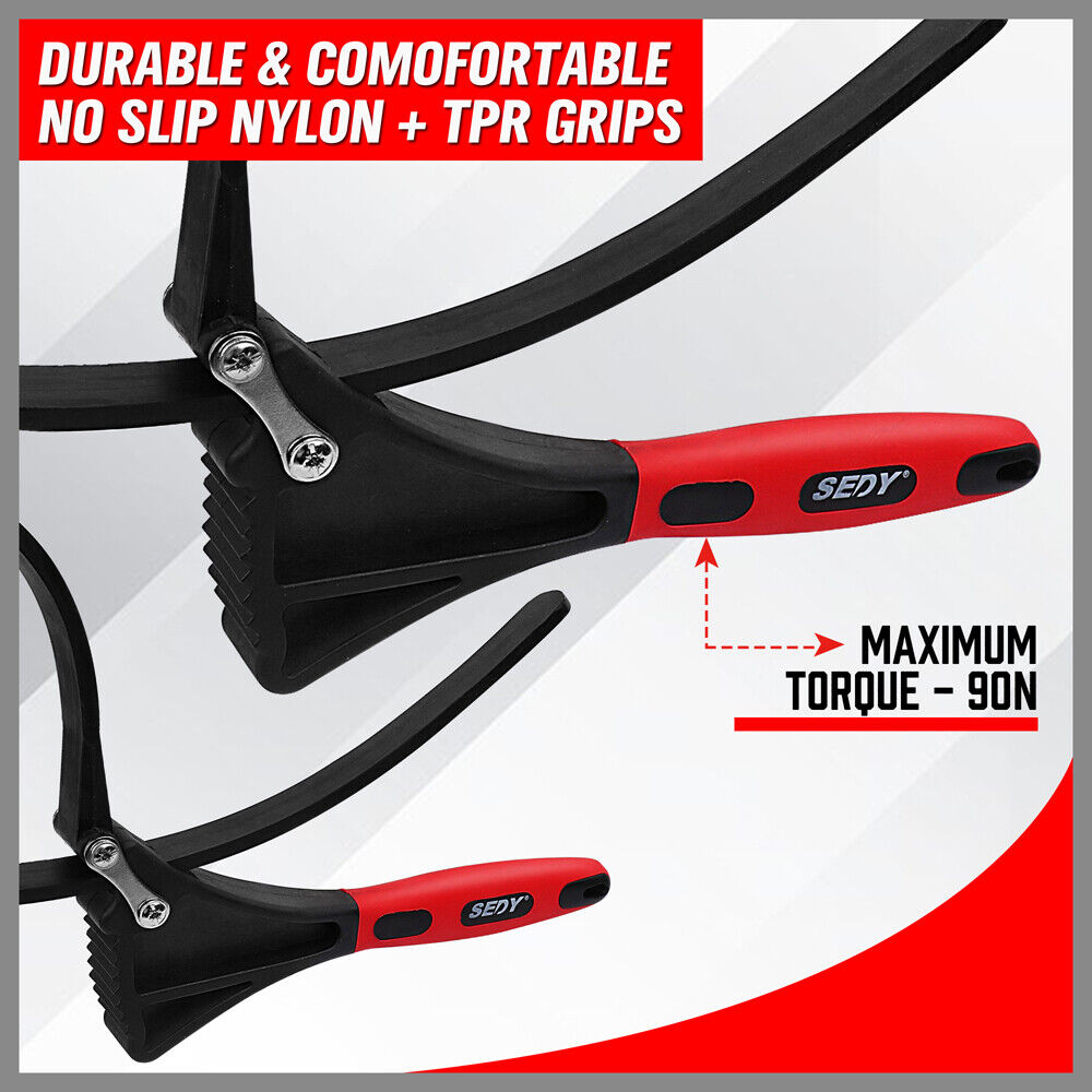 2x Rubber Strap Wrench | Adjustable DIY Plumber | Jars Hose Pipe Oil Filter Opener