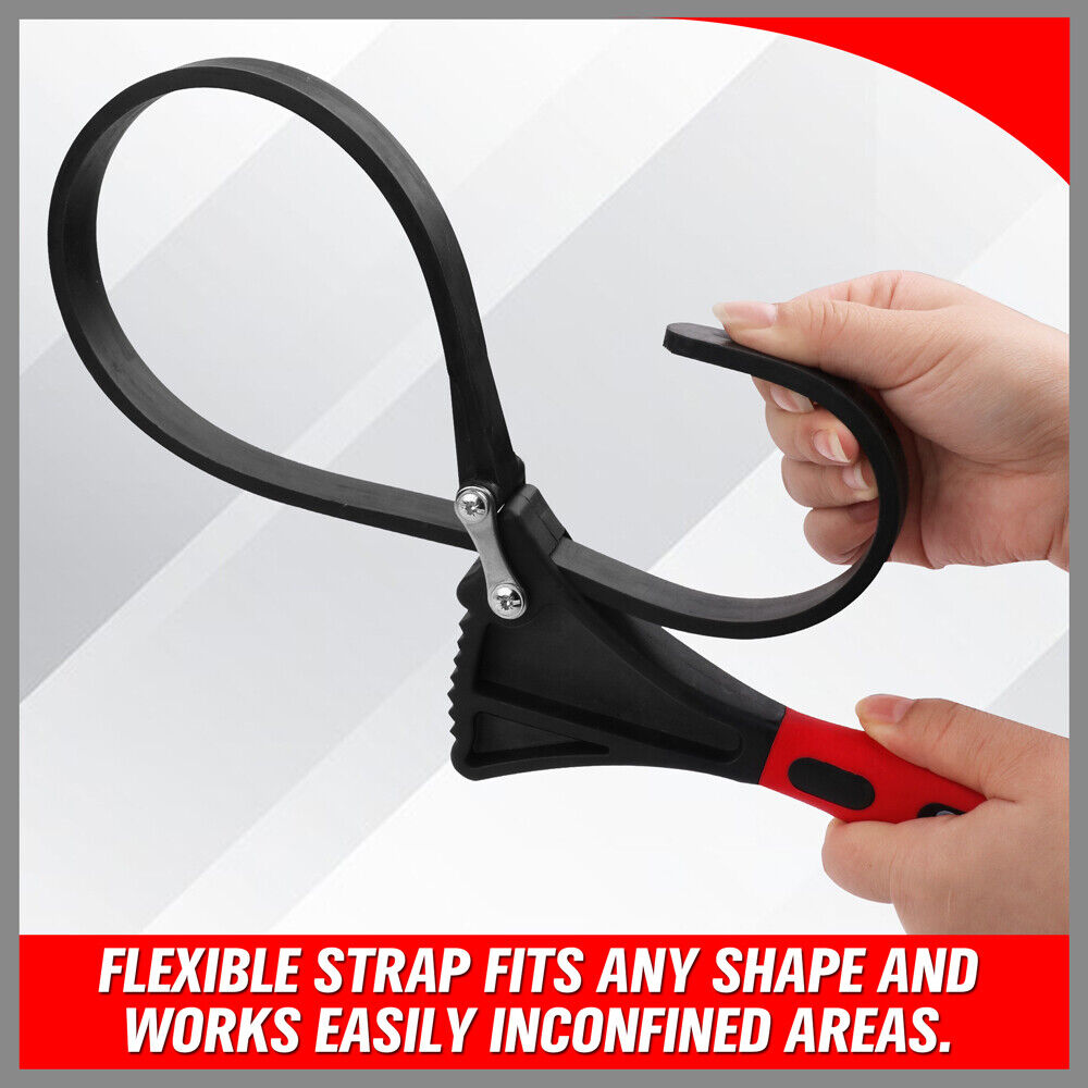2x Rubber Strap Wrench | Adjustable DIY Plumber | Jars Hose Pipe Oil Filter Opener