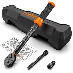 3pc Click Torque Wrench Set | 1/4" Drive | Ratchet + Adaptor + Extension | Workshop