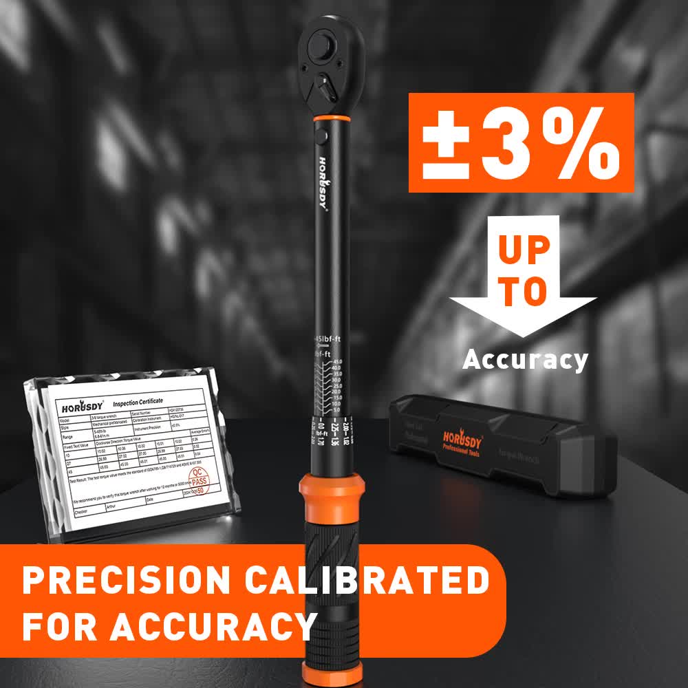 4pc Click Torque Wrench Set | 3/8" Drive | Ratchet + Adaptor + Extension | Workshop