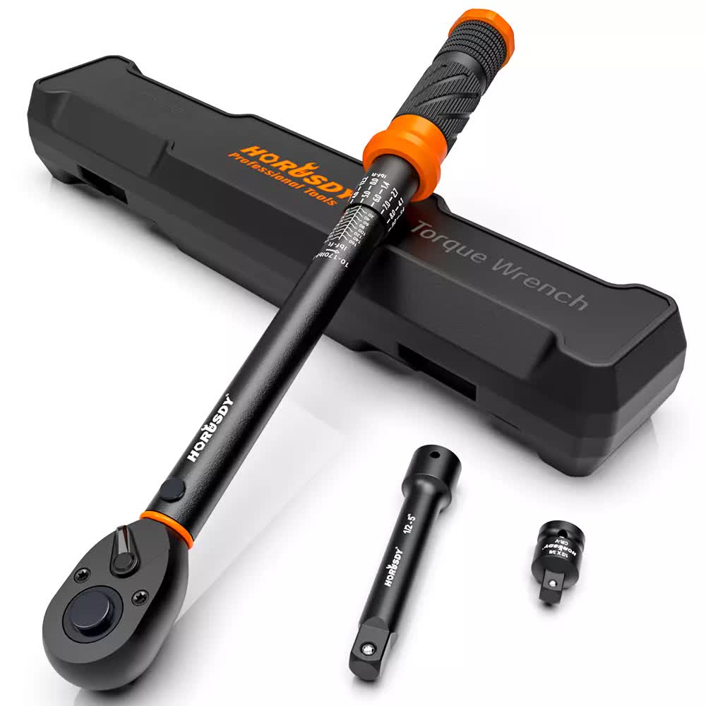 3pc Click Torque Wrench Set | 1/2" Drive | Ratchet + Adaptor + Extension | Workshop