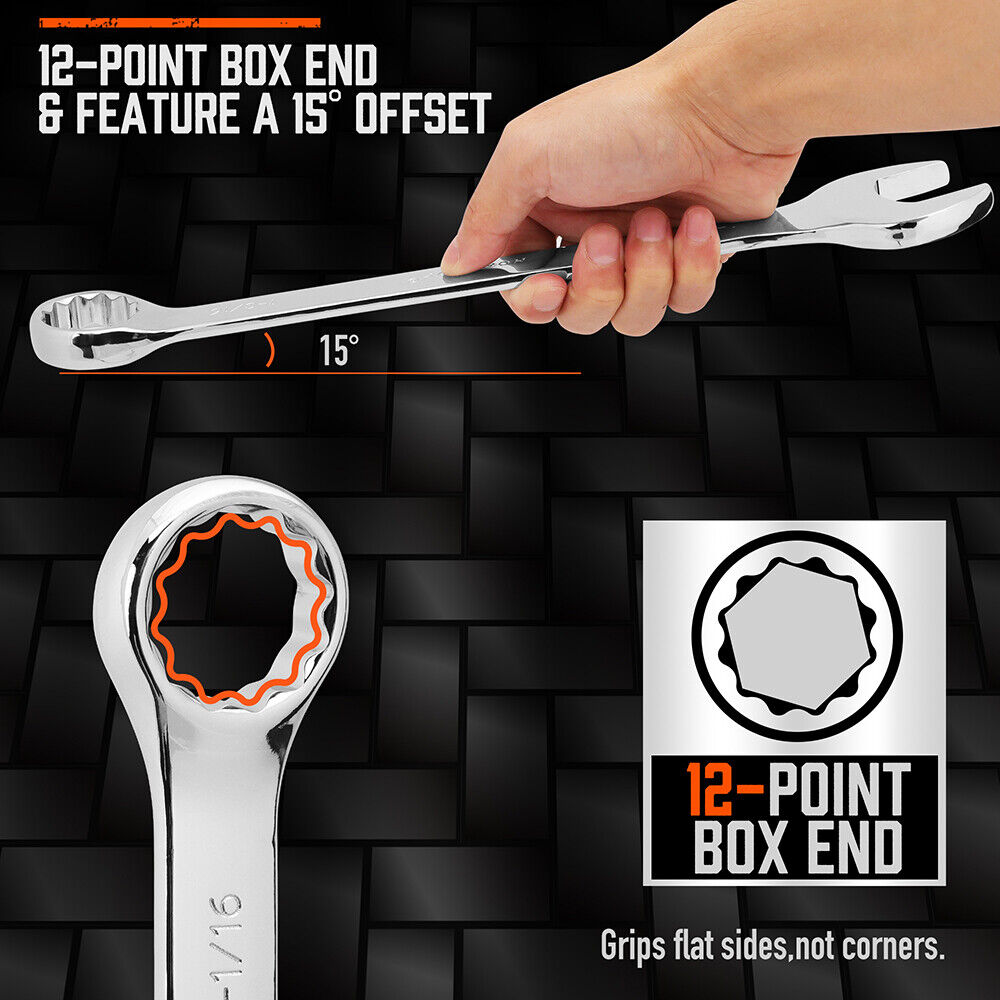 Combination Spanner Set | 6-Piece | Imperial Extra Large | Ring & Open End Wrench