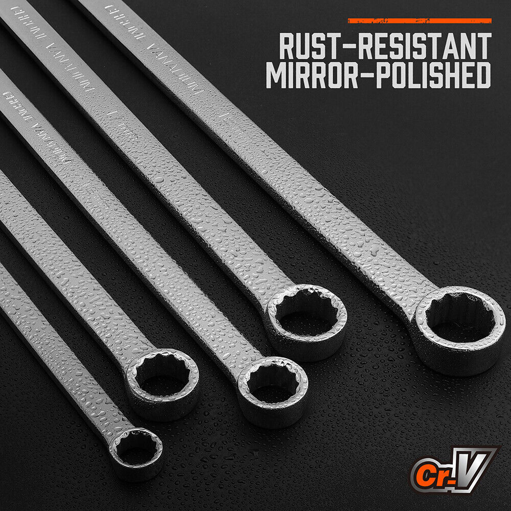 HORUSDY Ratchet Spanner Set | 10-Piece | Extra Long Aviation Wrench | 8-19mm | Storage Pouch