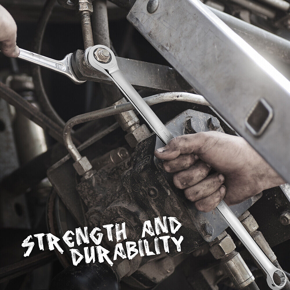 HORUSDY Ratchet Spanner Set | 10-Piece | Extra Long Aviation Wrench | 8-19mm | Storage Pouch