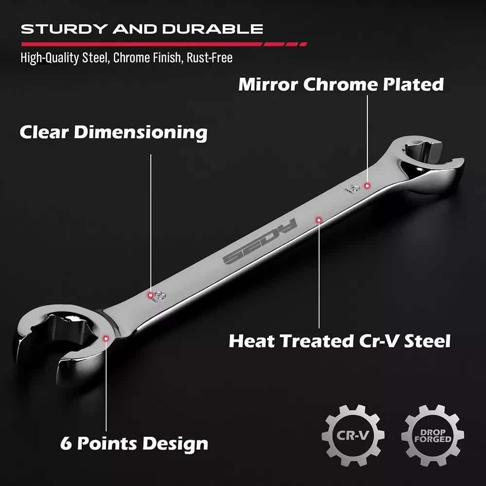 12pc Flare Nut Spanner Set | Metric & SAE | With Teflon Tape | Brake Line Repair