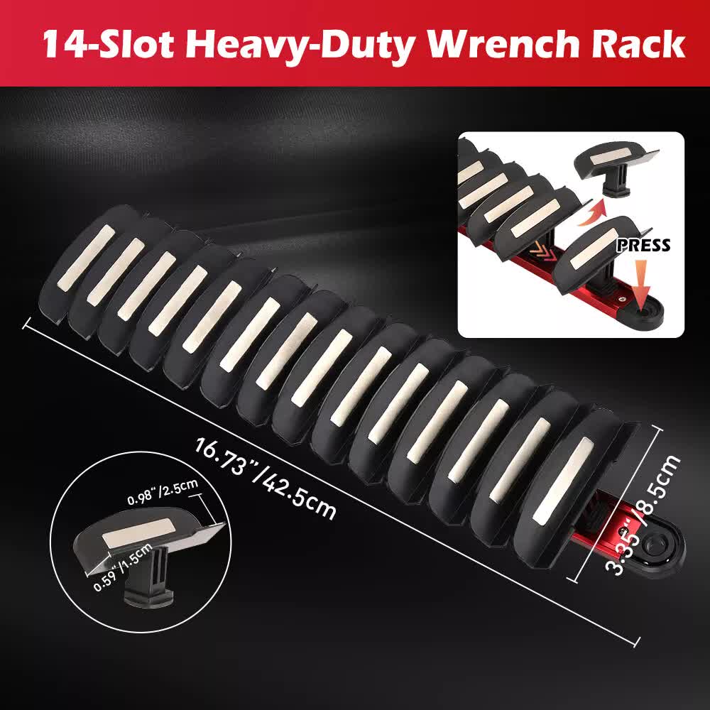 Magnetic Spanner Rack | 14 Slots | Adjustable Spanner Organiser | Portable | AU Stock