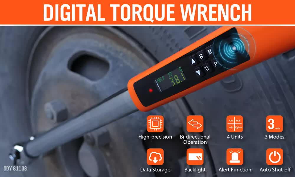 3pc Digital Torque Wrench Set | 1/2" Drive | 17–340Nm | 25–250ft.lb | Motorcycle Use