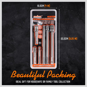 Drill Socket Adapter Set | 6-Piece | Long & Short Impact Nut Driver | 1/4", 3/8", 1/2" Extension