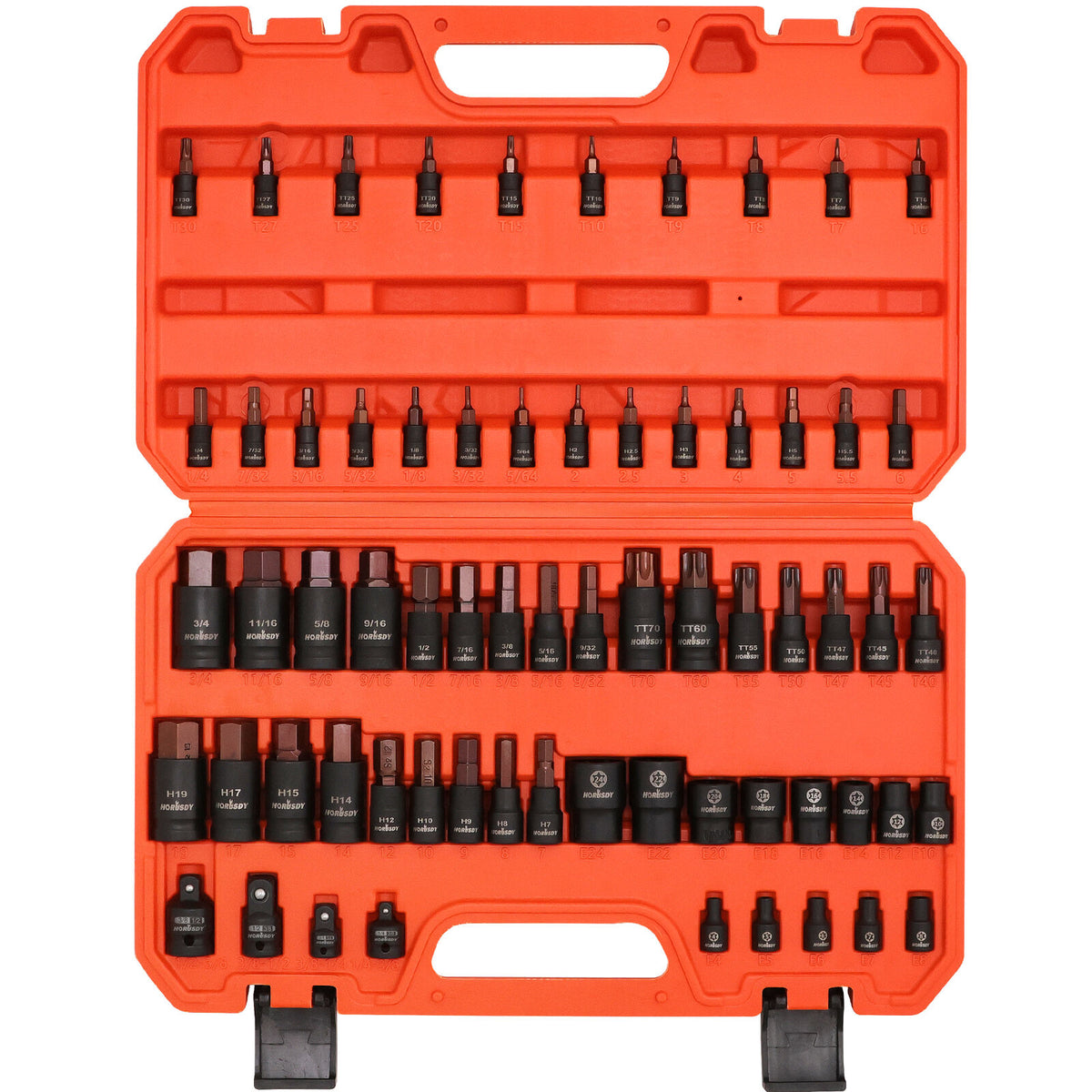 HORUSDY Torx Bit Socket Set | 66-Piece | Female External Sockets | Impact Adapter Included
