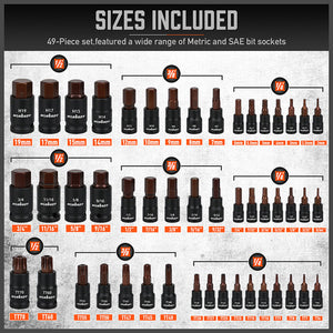 HORUSDY Torx Bit Socket Set | 66-Piece | Female External Sockets | Impact Adapter Included