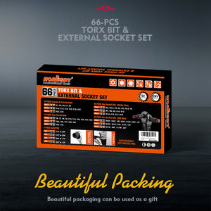HORUSDY Torx Bit Socket Set | 66-Piece | Female External Sockets | Impact Adapter Included