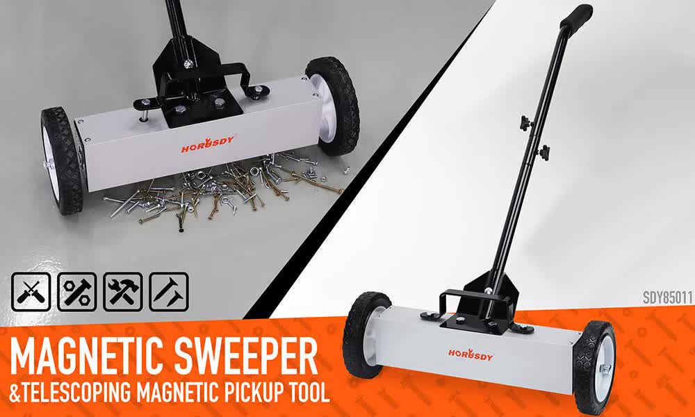 Magnetic Pick-Up Sweeper with Wheels | 18" | 45LBS Capacity | Lawn & Roofing Tool