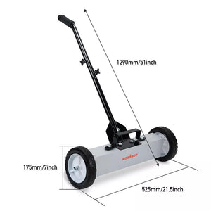 Magnetic Pick-Up Sweeper with Wheels | 18" | 45LBS Capacity | Lawn & Roofing Tool