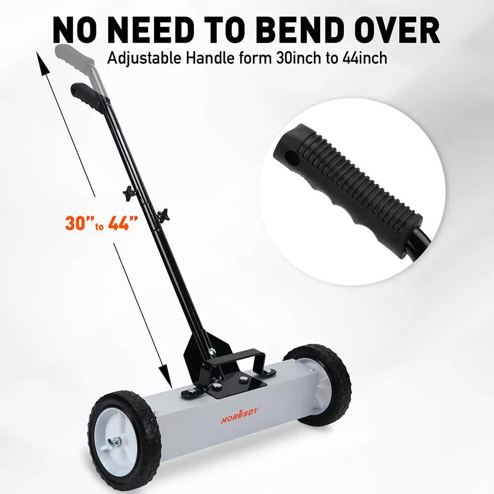 Magnetic Pick-Up Sweeper with Wheels | 18" | 45LBS Capacity | Lawn & Roofing Tool