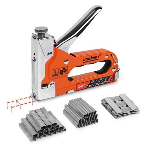 HORUSDY 3-in-1 Heavy Duty Staple Gun | Fastener Tacker | Free Staples Included