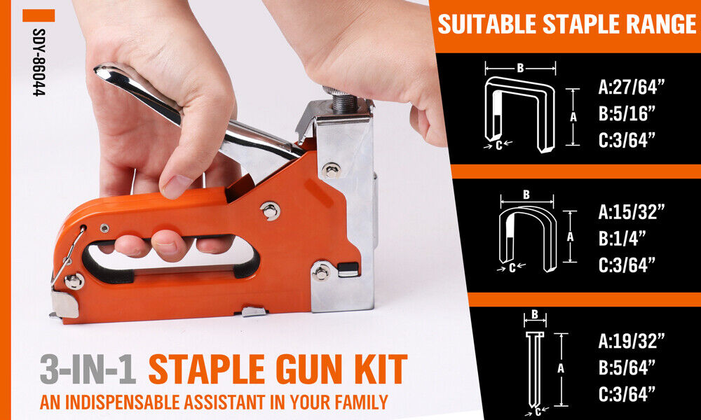 HORUSDY 3-in-1 Heavy Duty Staple Gun | Fastener Tacker | Free Staples Included