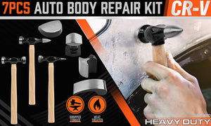 Car Dent Repair Tool Kit | 7-Piece | Auto Body Panel Repair with Wooden Handles