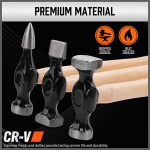 Car Dent Repair Tool Kit | 7-Piece | Auto Body Panel Repair with Wooden Handles