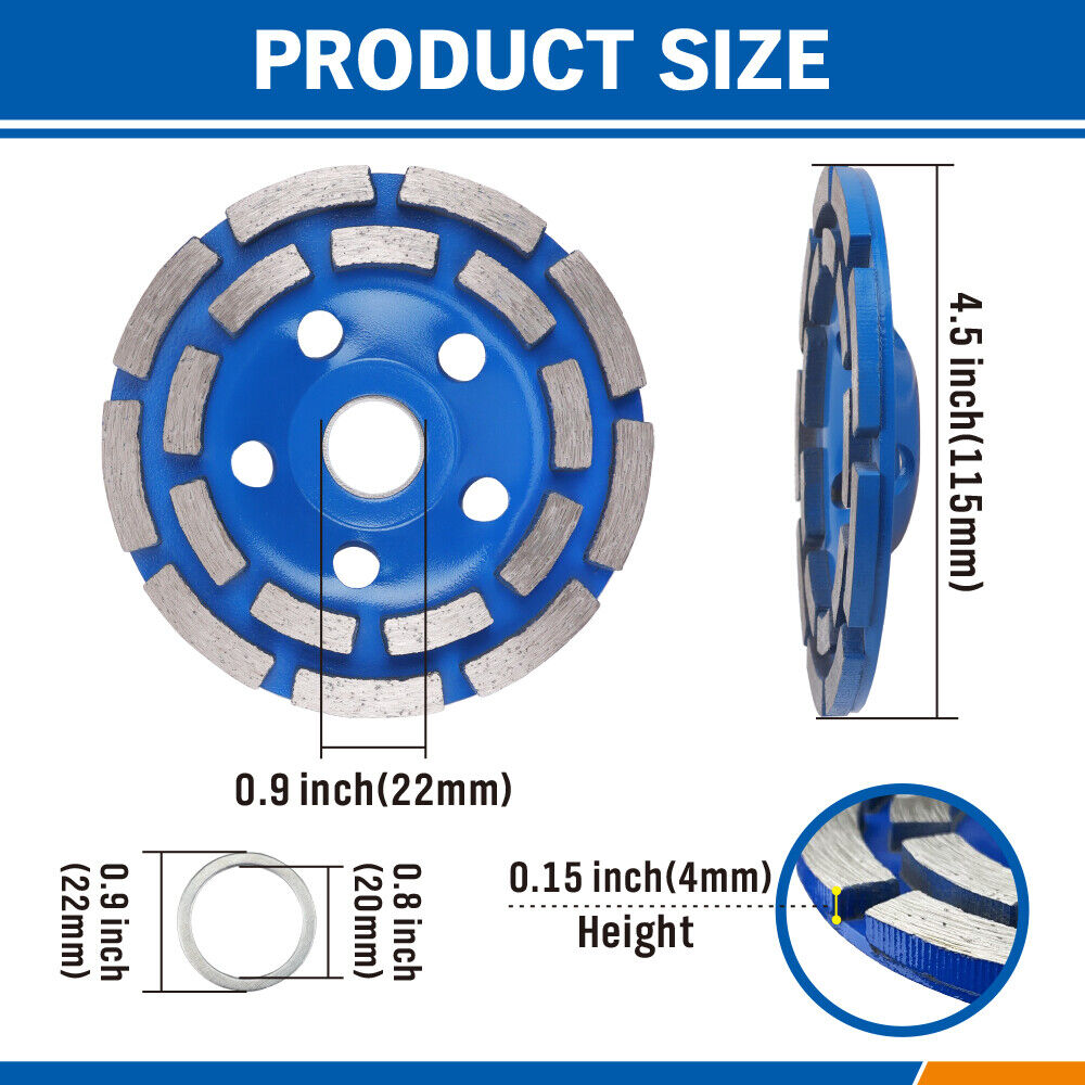 4.5inch Diamond Segment Grinding Concrete Cup Wheel Disc | Granite Stone | 115mm