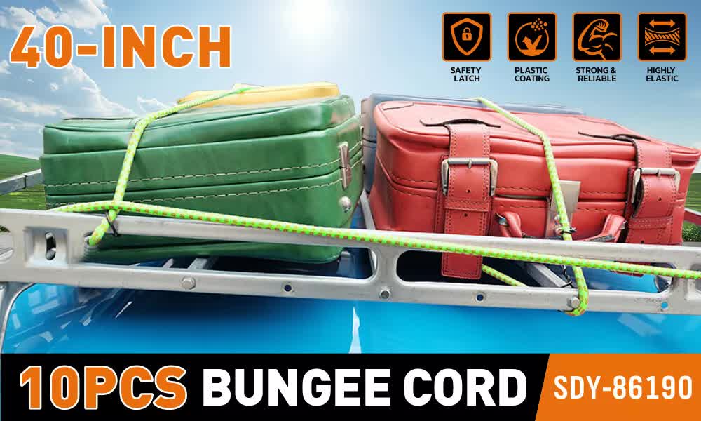 10-Piece Bungee Cords with Hook | 40inch | Outdoor Elastic Bungee Straps Luggage