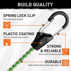 10-Piece Bungee Cords with Hook | 40inch | Outdoor Elastic Bungee Straps Luggage