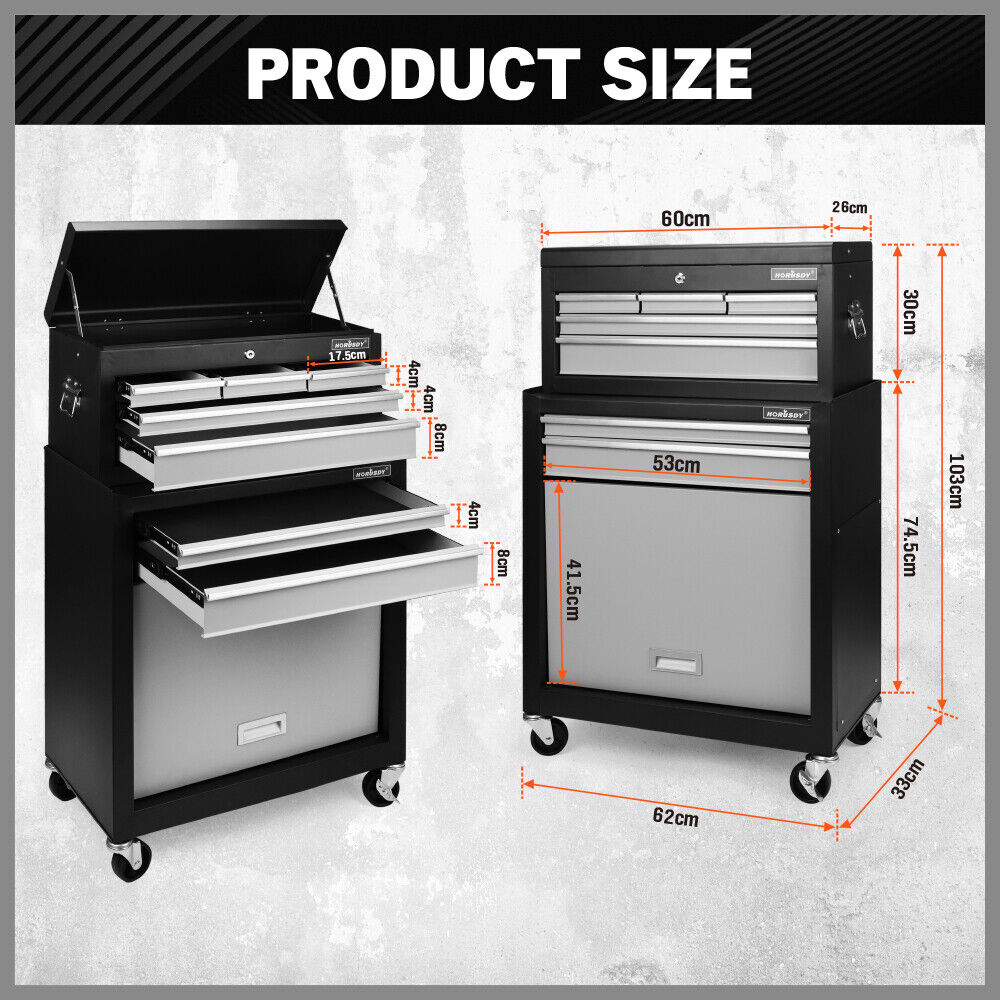 HORUSDY Tool Box Trolley | 7-Drawer | Storage Cabinet Cart | Garage Toolbox Organizer