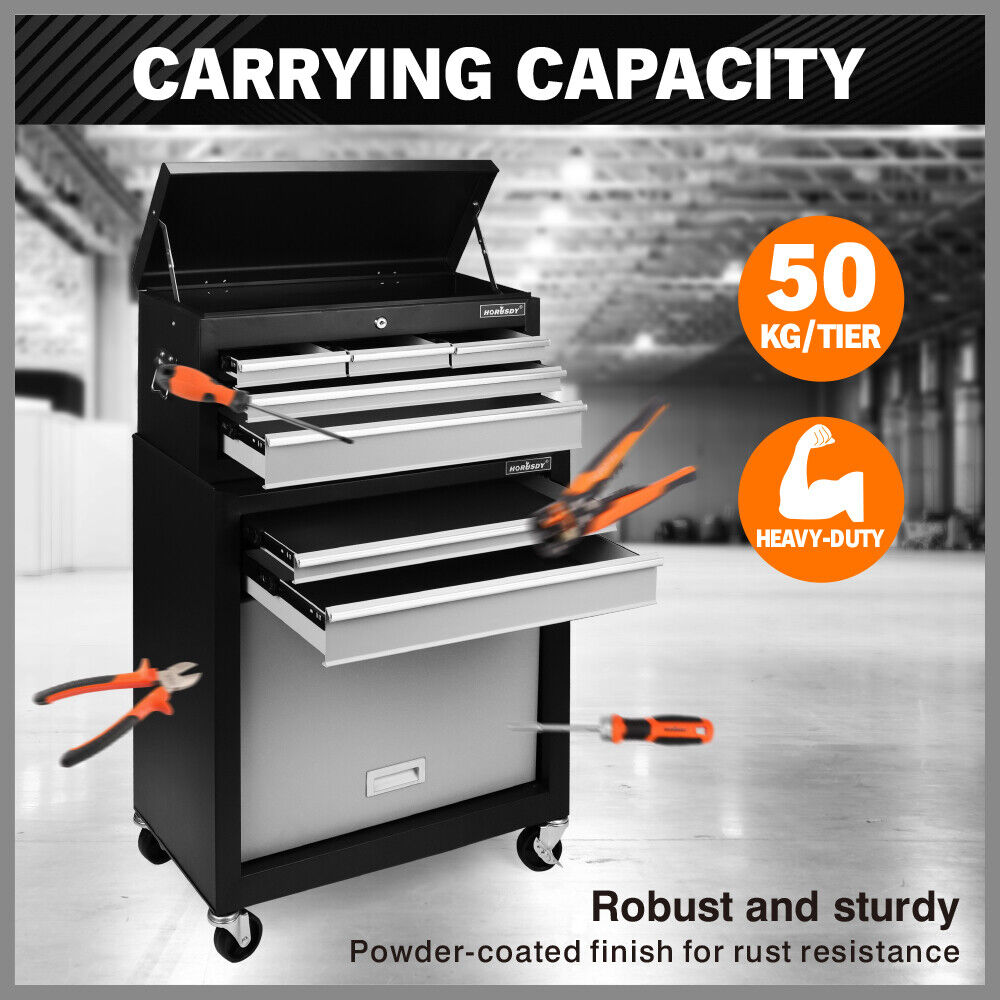 HORUSDY Tool Box Trolley | 7-Drawer | Storage Cabinet Cart | Garage Toolbox Organizer