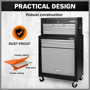HORUSDY Tool Box Trolley | 7-Drawer | Storage Cabinet Cart | Garage Toolbox Organizer