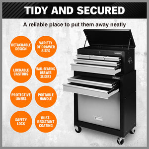 HORUSDY Tool Box Trolley | 7-Drawer | Storage Cabinet Cart | Garage Toolbox Organizer