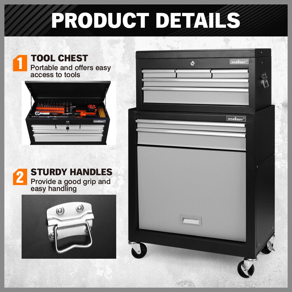 HORUSDY Tool Box Trolley | 7-Drawer | Storage Cabinet Cart | Garage Toolbox Organizer