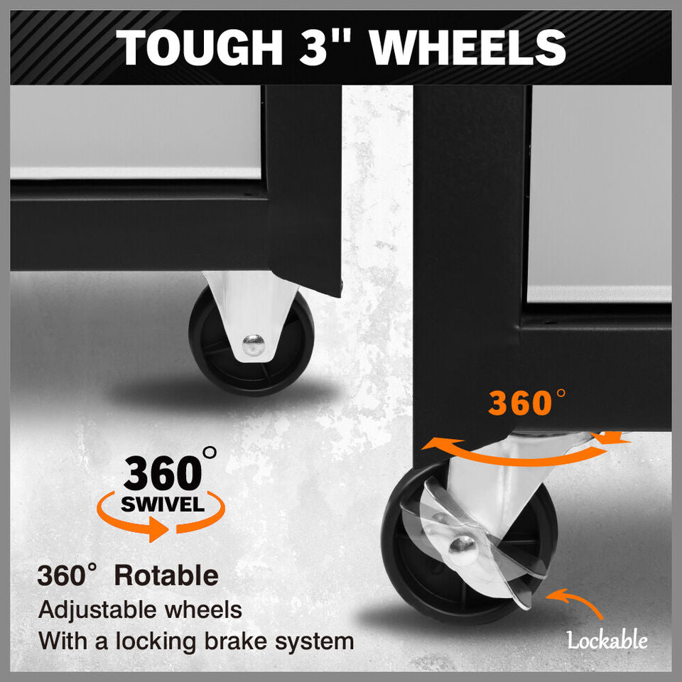 Grey 17-Drawer Tool Box Trolley | Storage Cabinet Cart | Garage Organizer Toolbox