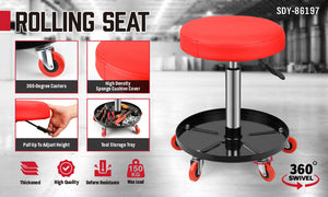 SEDY 150kg Load Pneumatic Roller Seat | Mechanic Rolling Stool With Tool Tray | AU