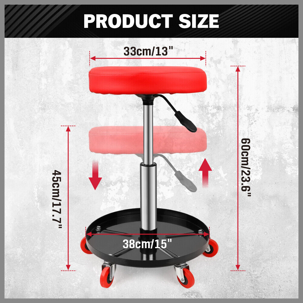 SEDY 150kg Load Pneumatic Roller Seat | Mechanic Rolling Stool With Tool Tray | AU