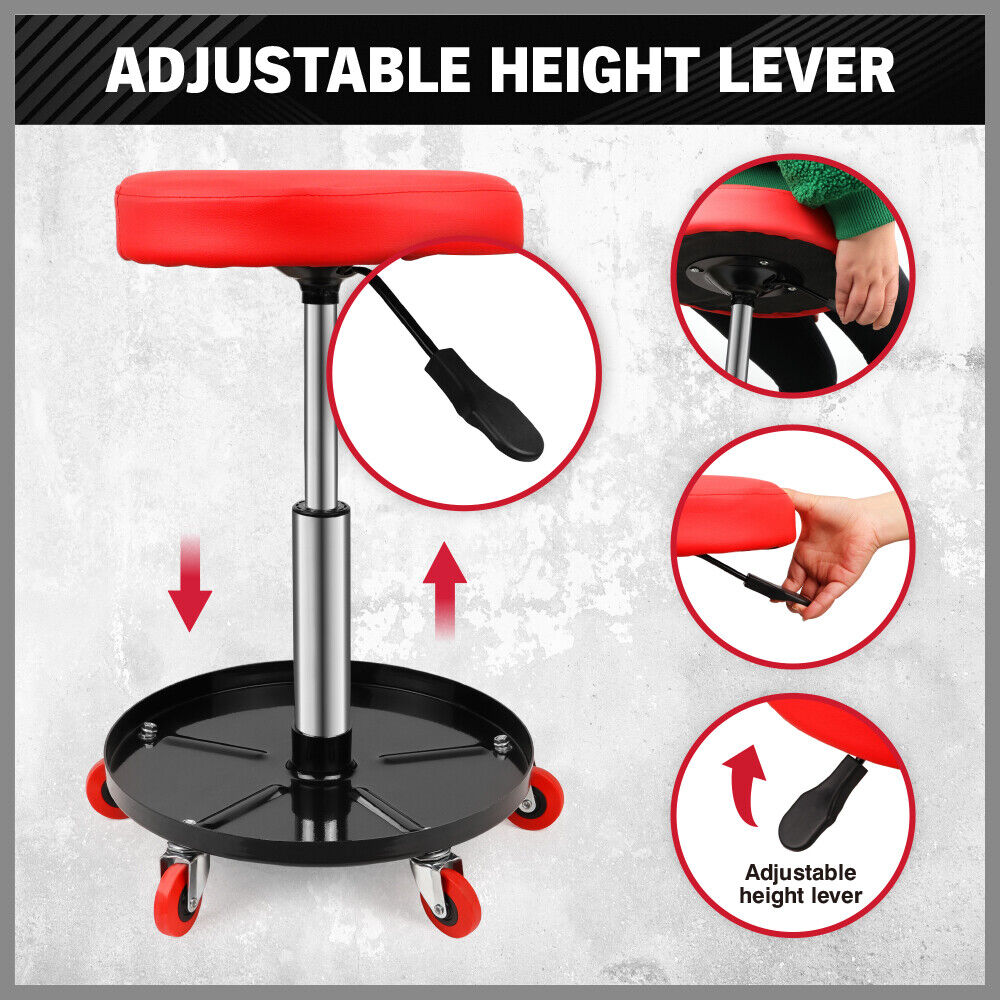 SEDY 150kg Load Pneumatic Roller Seat | Mechanic Rolling Stool With Tool Tray | AU
