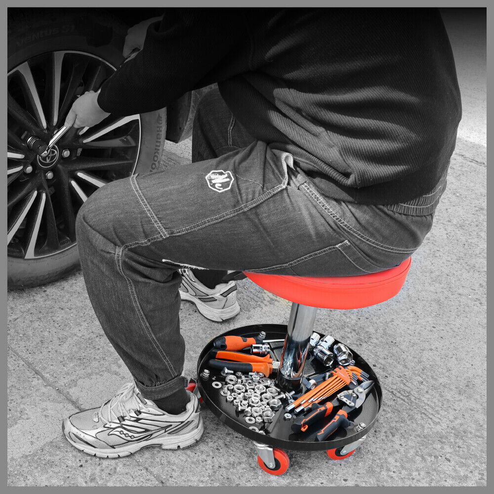 SEDY 150kg Load Pneumatic Roller Seat | Mechanic Rolling Stool With Tool Tray | AU