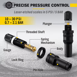4-Piece Tyre Deflators | Air Deflator Tire Valve Core Tool | 10-30 PSI | Portable 4x4 AU
