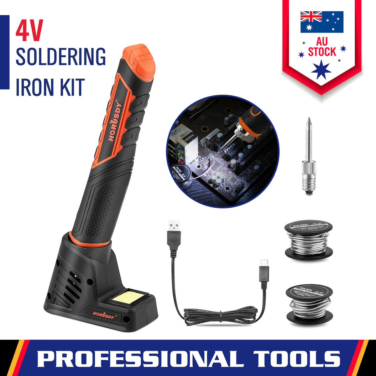 HORUSDY 8W 4V Max Cordless Soldering Iron | Rechargeable | Lithium-Ion Battery
