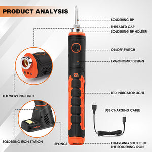 HORUSDY 8W 4V Max Cordless Soldering Iron | Rechargeable | Lithium-Ion Battery