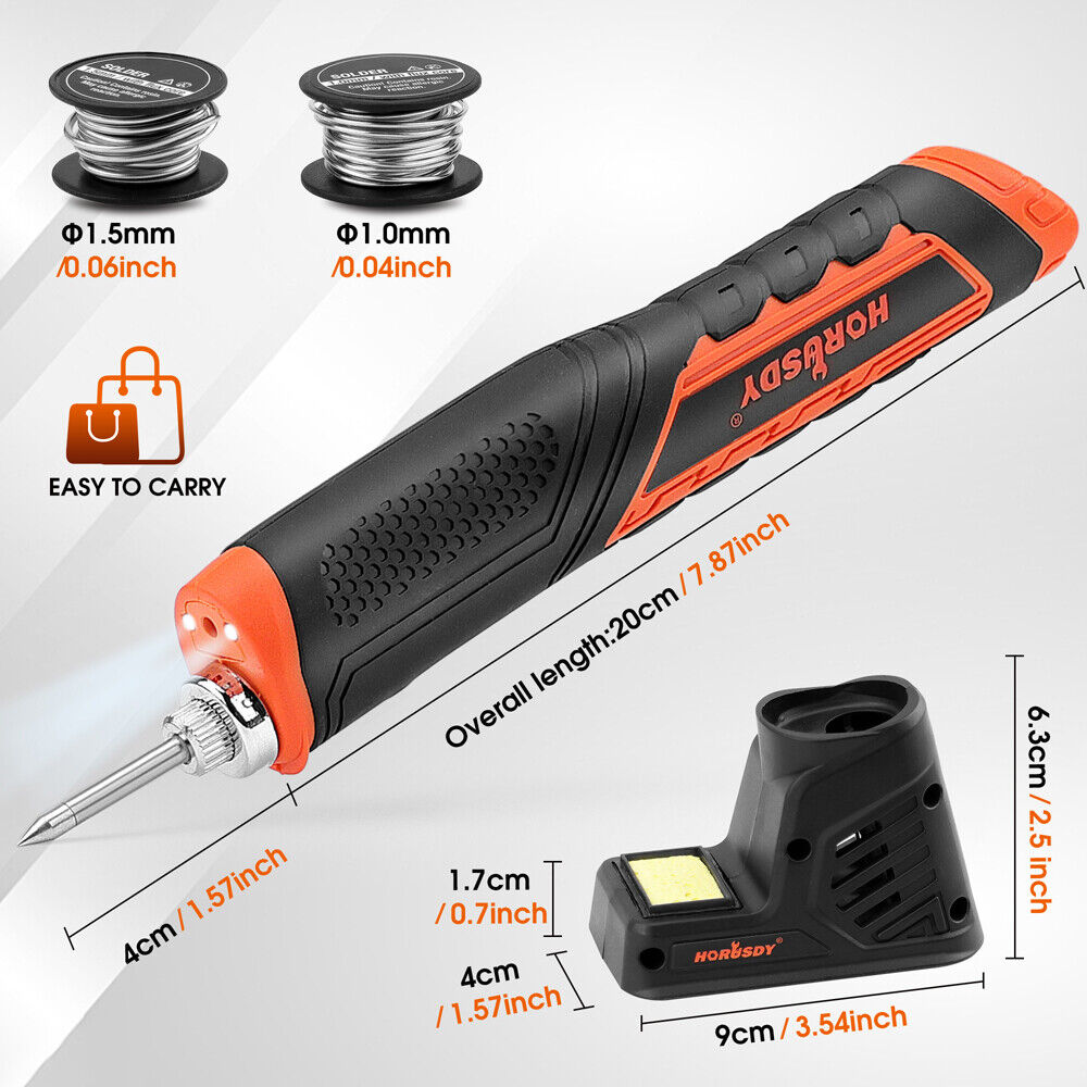 HORUSDY 8W 4V Max Cordless Soldering Iron | Rechargeable | Lithium-Ion Battery